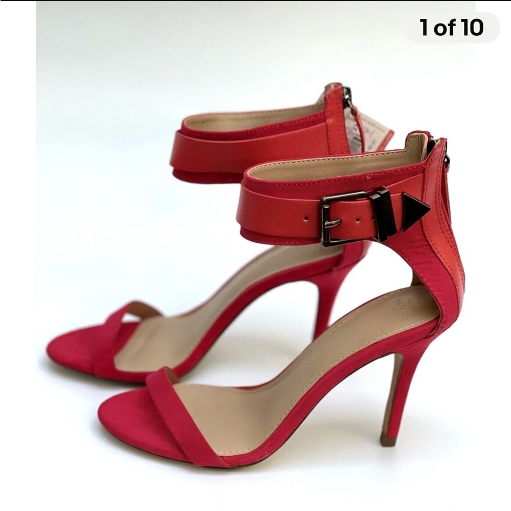 Zara Suede Vibrant Red Ankle Strap Heels